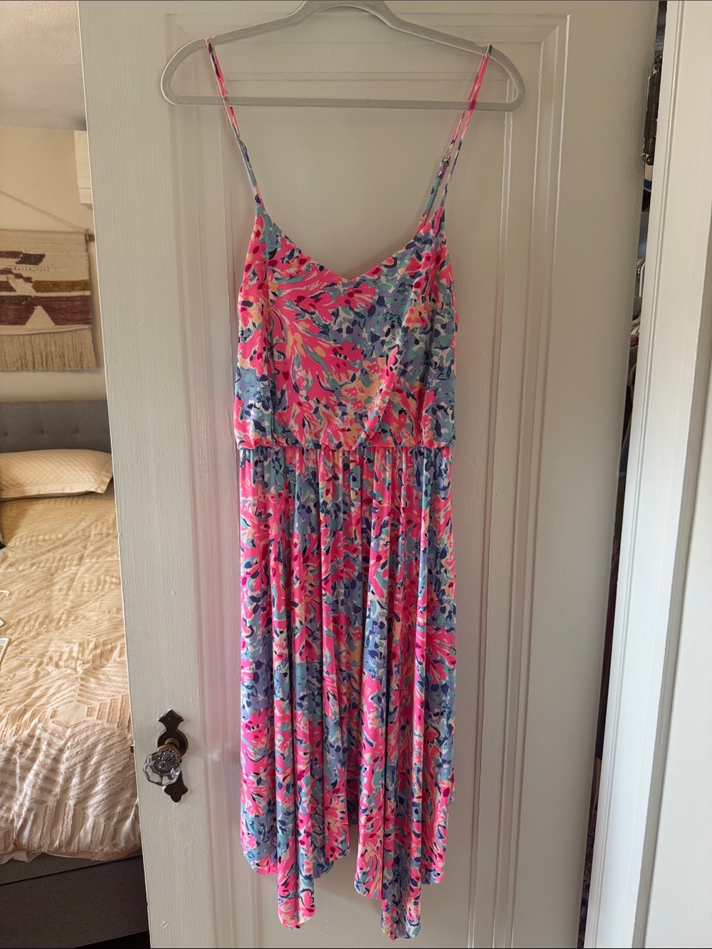 Lilly Pulitzer Pink & Blue Floral Spaghetti-Strap Slip Dress